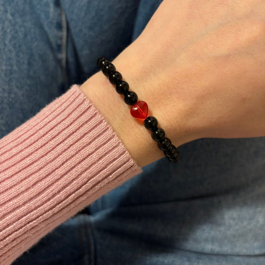 Bracciale Cuore Onice Nera 6mm