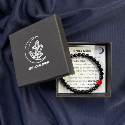 Bracciale Cuore Onice Nera 6mm
