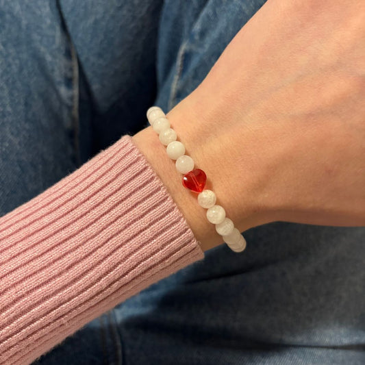 Bracciale Cuore Pietra Luna 6mm