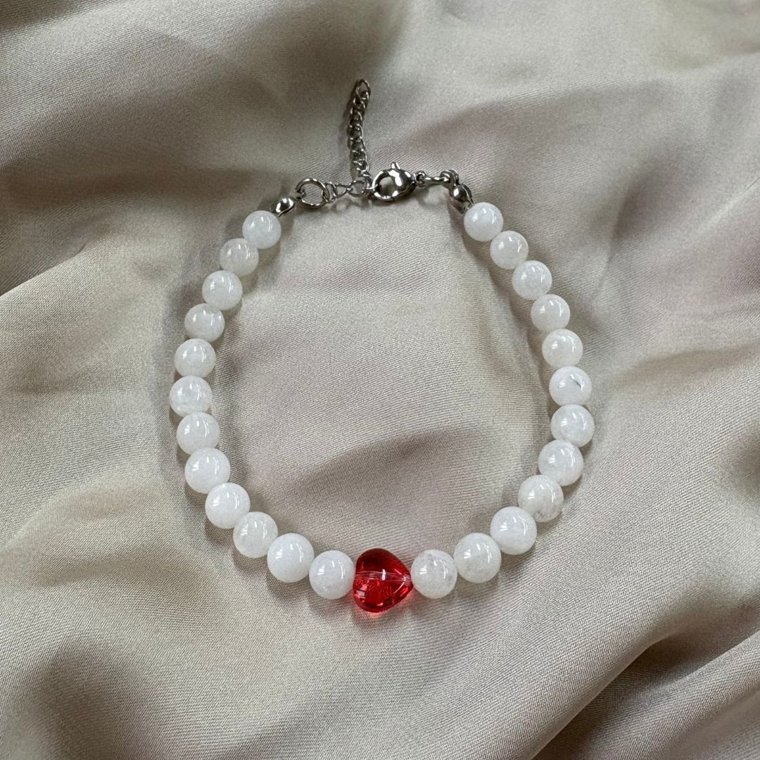 Bracciale Cuore Pietra Luna 6mm