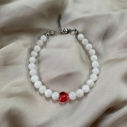 Bracciale Cuore Pietra Luna 6mm