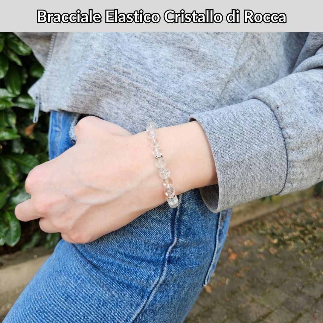 Bracciale Elastico Cristallo di Rocca da 8mm