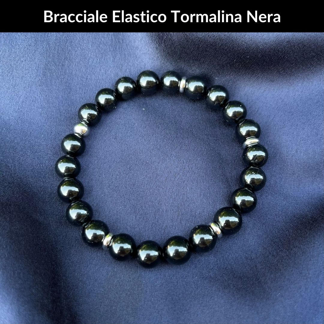 Bracciale Elastico Tormalina Nera da 8mm