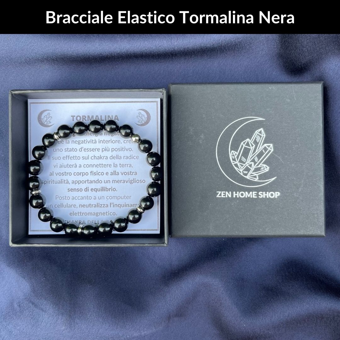 Bracciale Elastico Tormalina Nera da 8mm