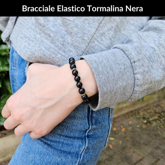Bracciale Elastico Tormalina Nera da 8mm