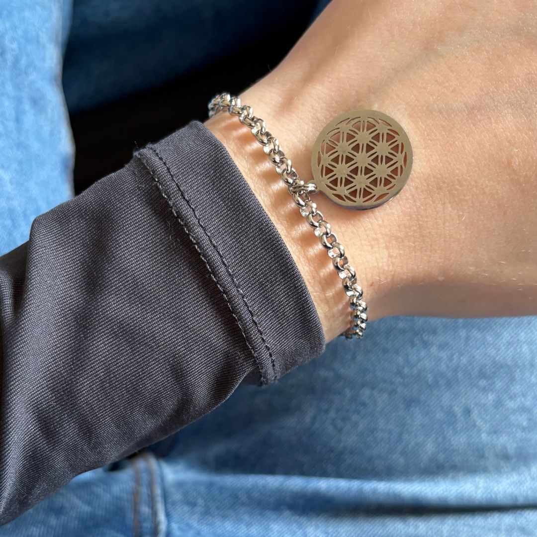 Bracciale Regolabile Fiore della Vita (Acciaio Inossidabile)