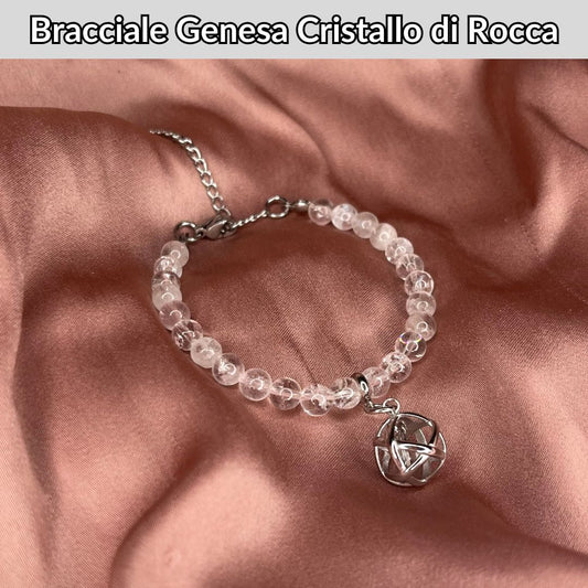 Bracciale Pietra Naturale & Charm Genesina Cristallo di Rocca