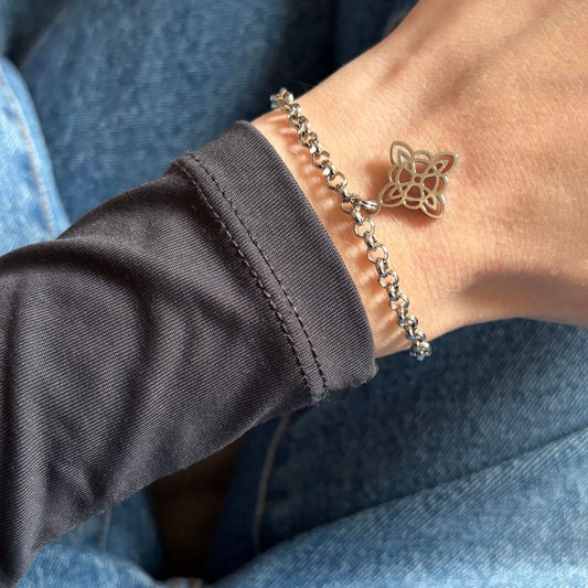 Bracciale acciaio con charm Nodo della Strega