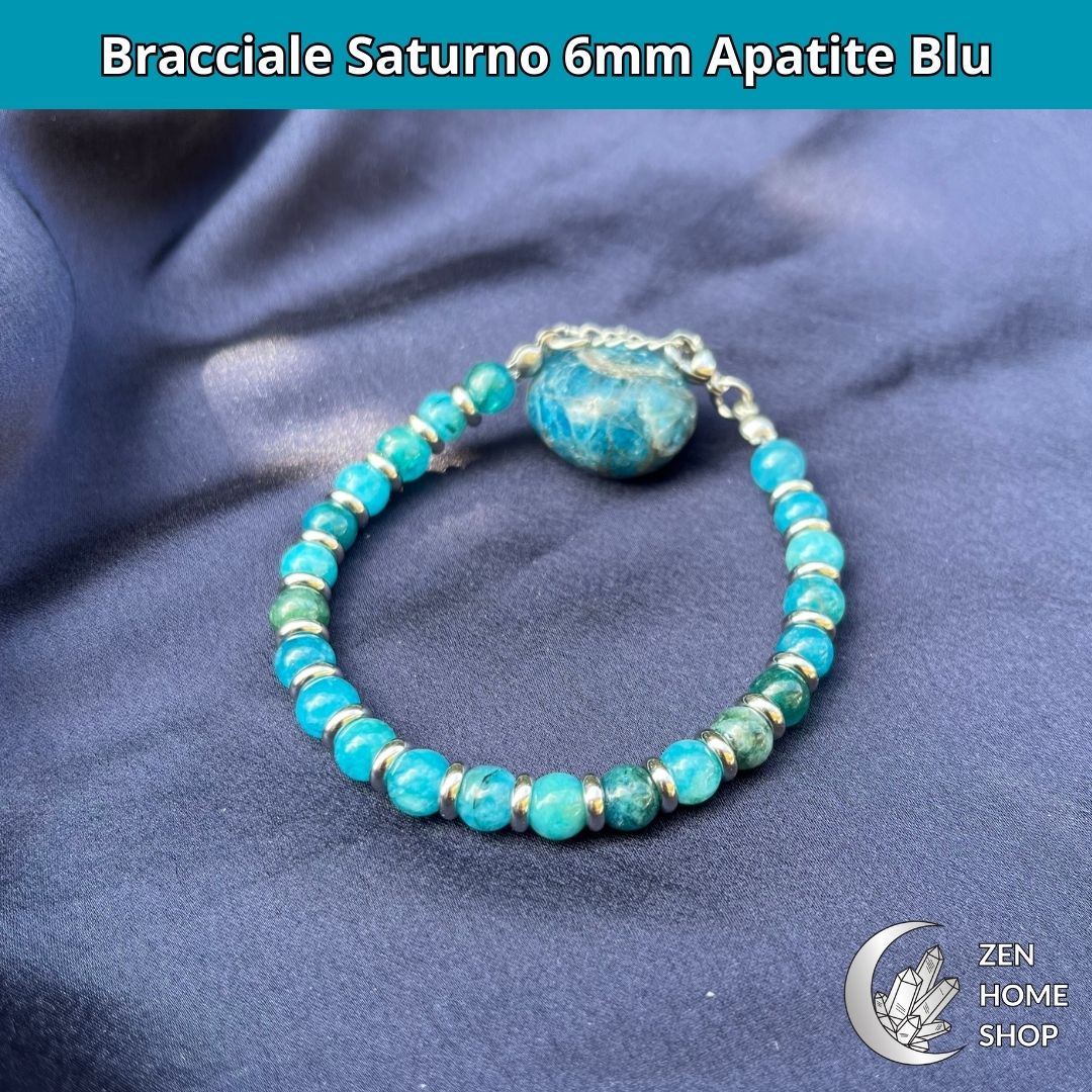 Bracciale Saturno Apatite Blu da 6 mm