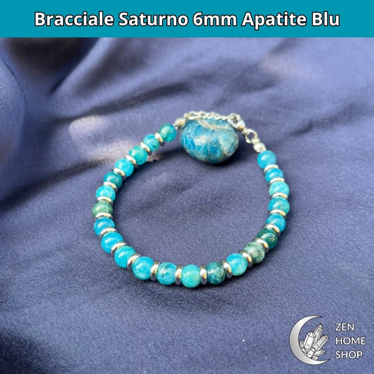 Bracciale Saturno Apatite Blu da 6 mm