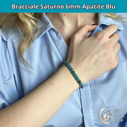 Bracciale Saturno Apatite Blu da 6 mm