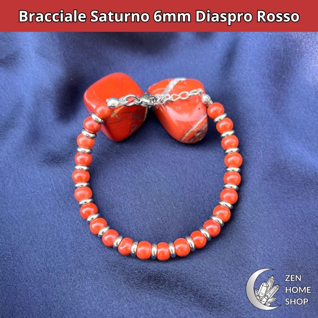 Bracciale Saturno Diaspro Rosso da 6 mm