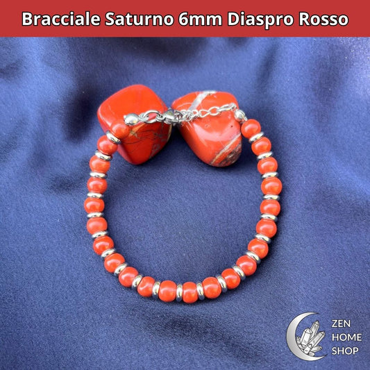 Bracciale Saturno Diaspro Rosso da 6 mm