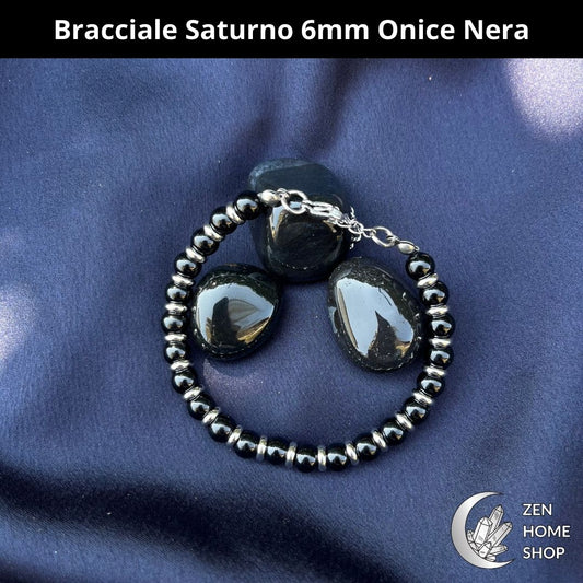 Bracciale Saturno Onice Nera da 6 mm