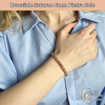 Bracciale Saturno pietra sole da 6 mm