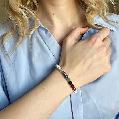 Bracciale Howlite Saturno 7 Chakra
