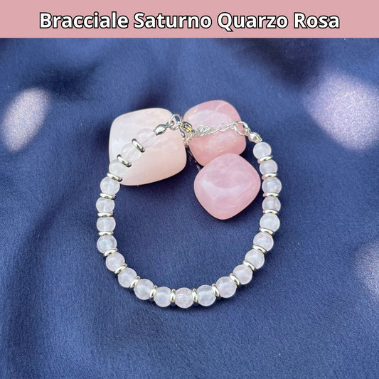 Bracciale Saturno Quarzo Rosa da 6 mm