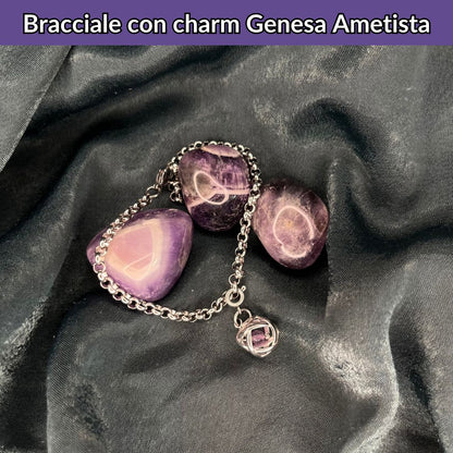 Bracciale Catenina in Acciaio & Charm Genesina Ametista
