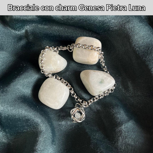 Bracciale Catenina in Acciaio & Charm Genesina Pietra Luna