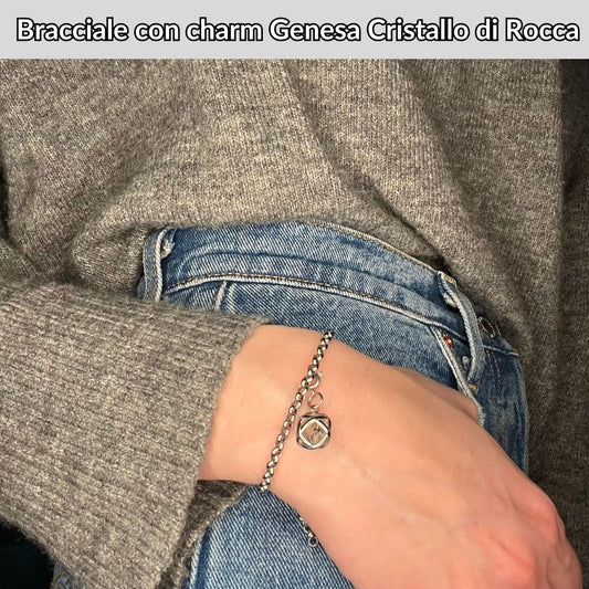 Bracciale Catenina in Acciaio & Charm Genesina Cristallo di Rocca