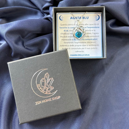 Collana Genesa Agata Blu (Acciaio Inox)