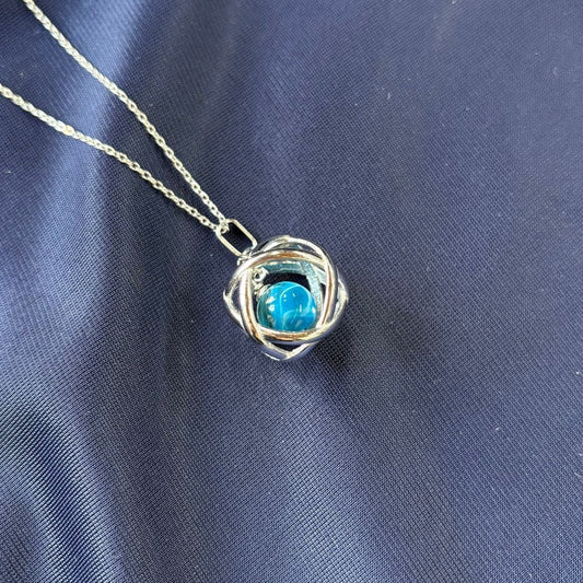 Collana Genesa Agata Blu (Acciaio Inox)