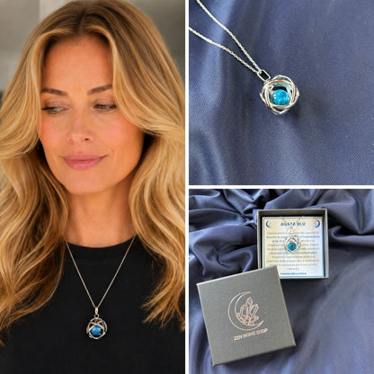 Collana Genesa Agata Blu (Acciaio Inox)