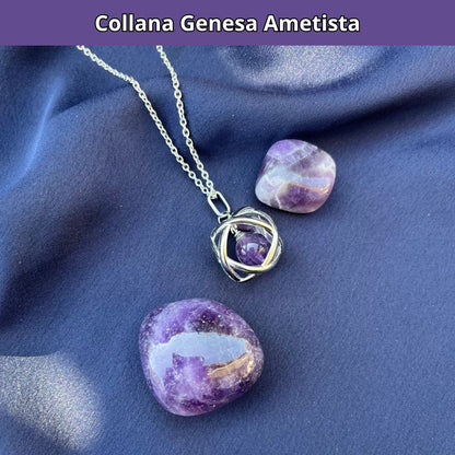 Collana Genesa Ametista (Acciaio Inox)