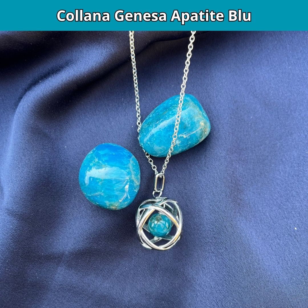 Collana Genesa Apatite Blu (Acciaio Inox)