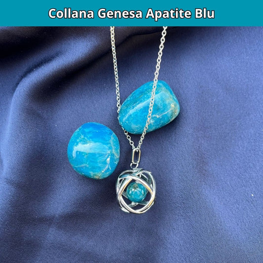 Collana Genesa Apatite Blu (Acciaio Inox)