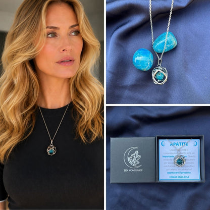 Collana Genesa Apatite Blu (Acciaio Inox)
