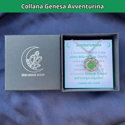 Collana Genesa Avventurina Verde (Acciaio Inox)