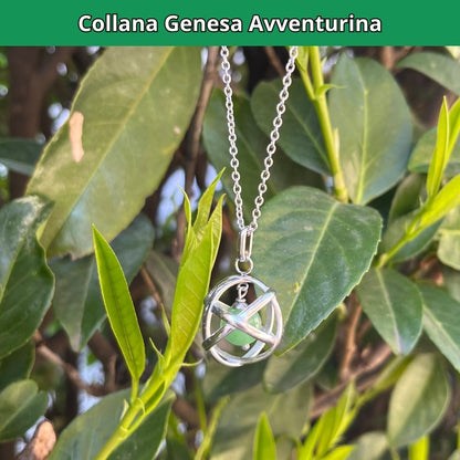 Collana Regolabile Genesa Avventurina Verde (Acciaio Inox)