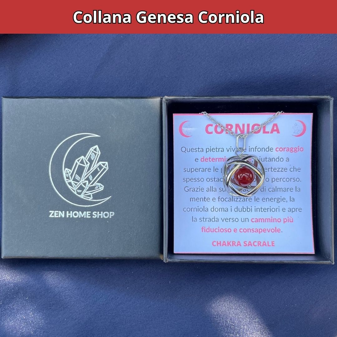 Collana Genesa Corniola (Acciaio Inox)