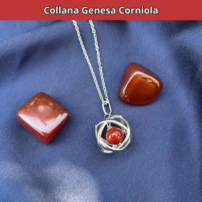 Collana Genesa Corniola (Acciaio Inox)