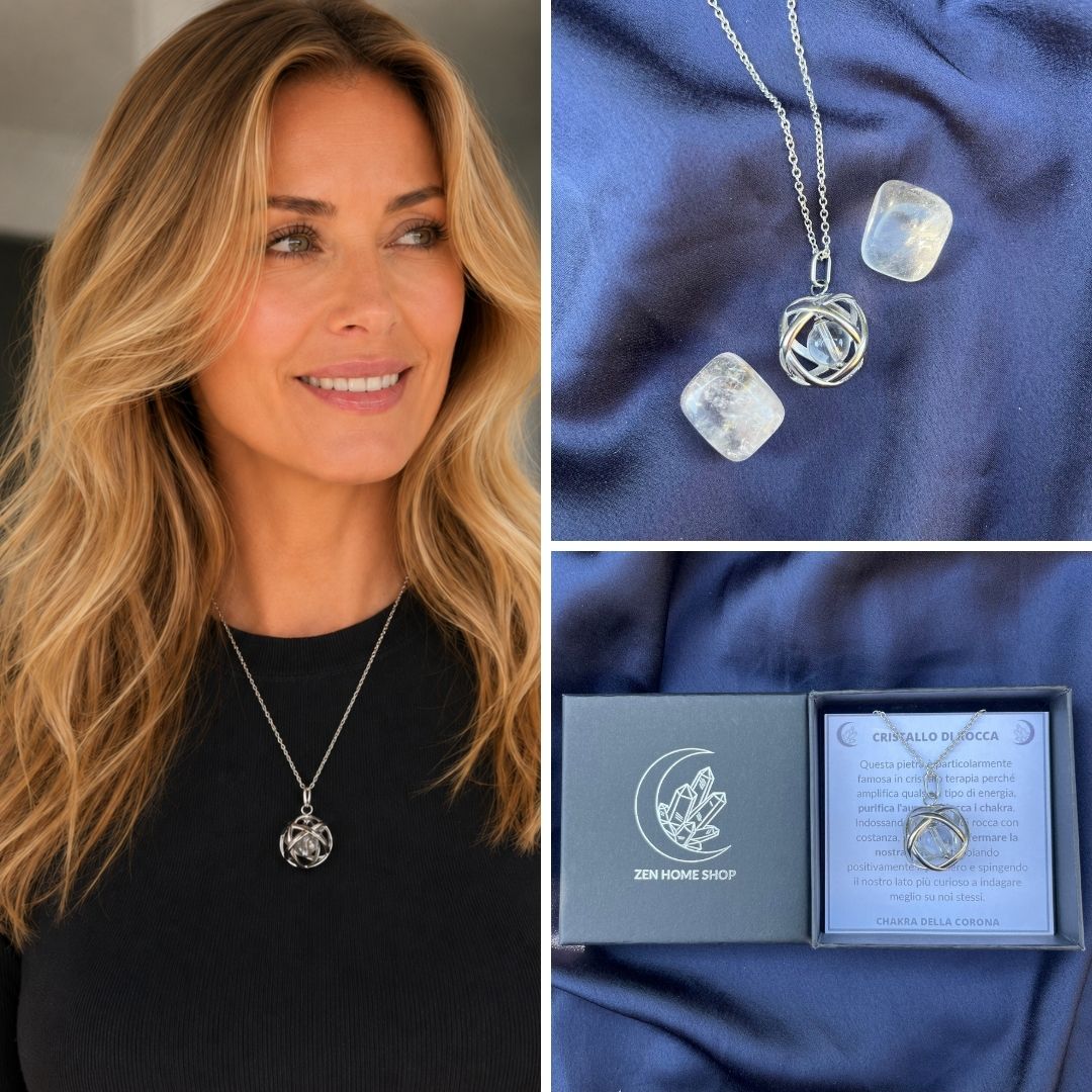 Collana Genesa Cristallo di Rocca (Acciaio Inox)