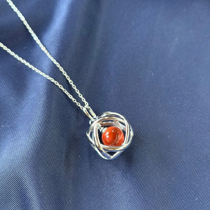 Collana Genesa Diaspro Rosso (Acciaio Inox)