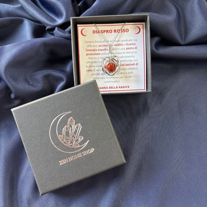 Collana Genesa Diaspro Rosso (Acciaio Inox)