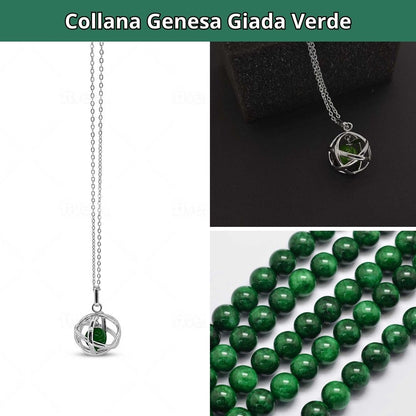 Collana Regolabile Genesa Giada Verde (Acciaio Inox)