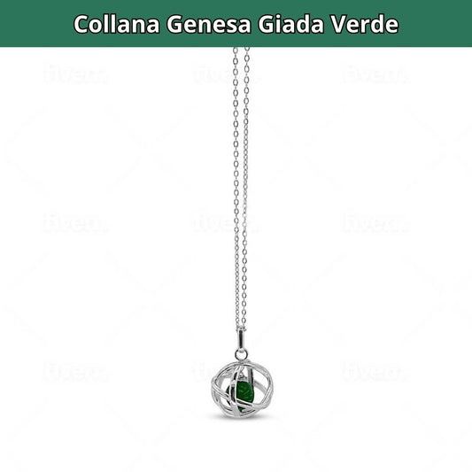 Collana Regolabile Genesa Giada Verde (Acciaio Inox)