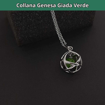 Collana Regolabile Genesa Giada Verde (Acciaio Inox)