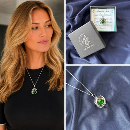 Collana Genesa Giada Verde (Acciaio Inox)
