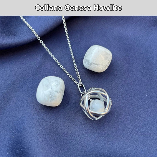 Collana Genesa Howlite (Acciaio Inox)