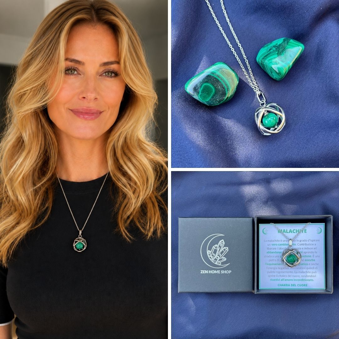 Collana Genesa Malachite (Acciaio Inox)