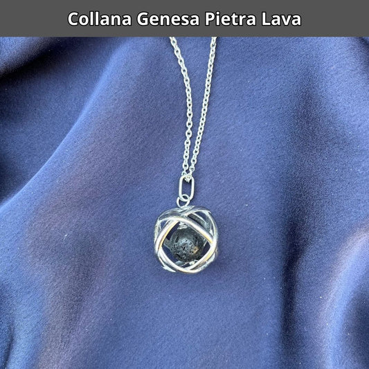 Collana Regolabile Genesa Pietra Lava (Acciaio Inox)