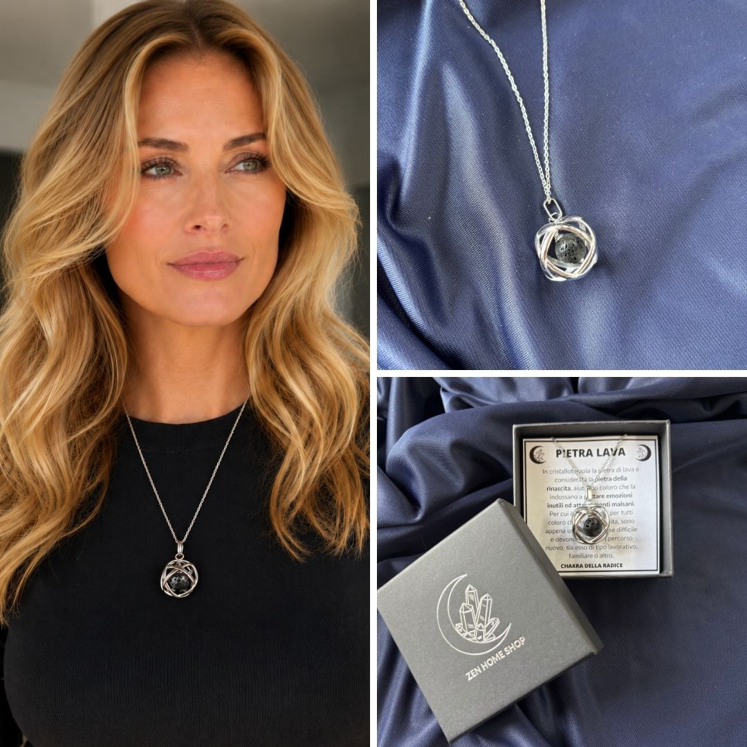 Collana Genesa Pietra Lava (Acciaio Inox)