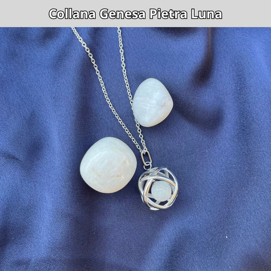 Collana Regolabile Genesa Pietra Luna (Acciaio Inox)