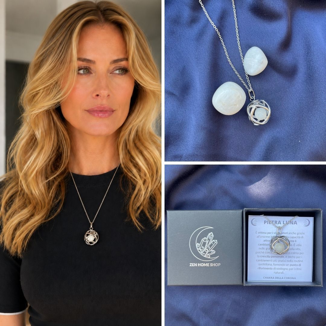Collana Genesa Pietra Luna (Acciaio Inox)