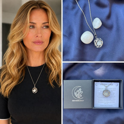 Collana Genesa Pietra Luna (Acciaio Inox)