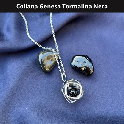 Collana Genesa Tormalina Nera (Acciaio Inox)